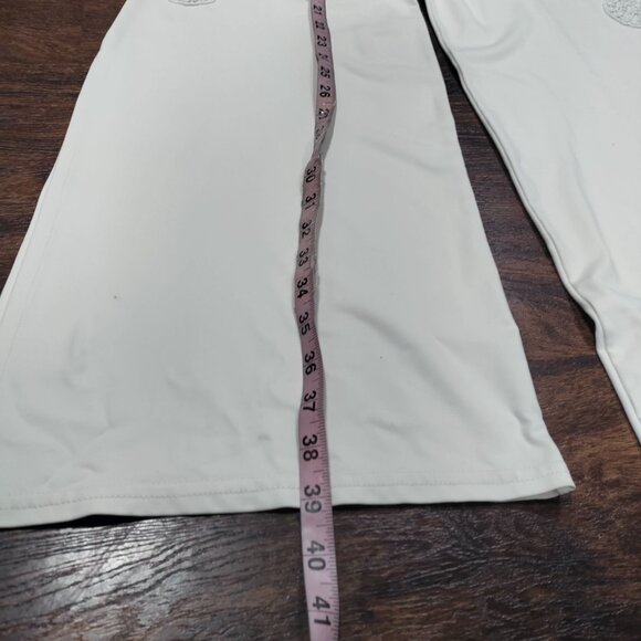 Sagaie Paris Women's Pants Elegant Ivory Floral Lace Sequin Wide Size Small - Picture 11 of 16